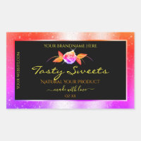 Floral Colourful Glitter on Black Product Labels