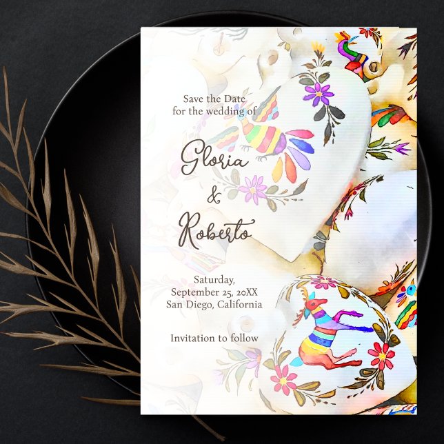 Floral Colourful Hearts Mexican Wedding Invitation (Creator Uploaded)