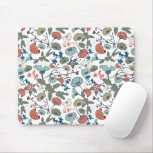 Floral Colourful Joyful Blue Orange Green Mouse Pad