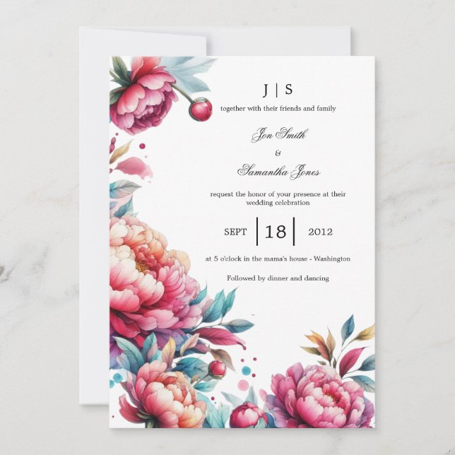 floral colourful summer invitation (Front)