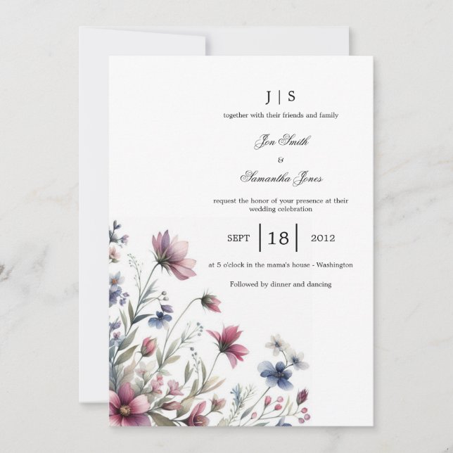 floral colourful summer invitation (Front)