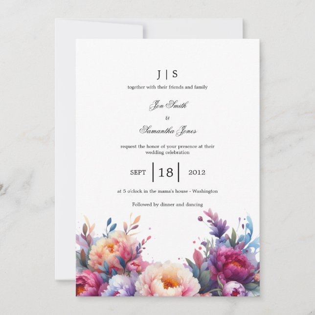 floral colourful summer invitation (Front)