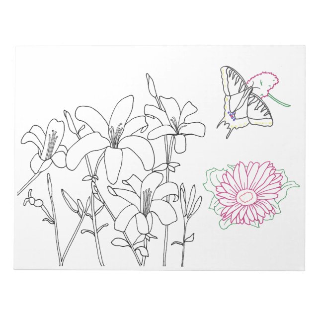 Floral Colouring Pages on Notepads (Front)