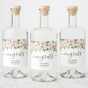 Floral Congrats Girl Graduation  Liquor Bottle Label