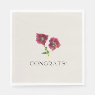 Floral Congrats Trendy Magenta Violet Flower Napkin