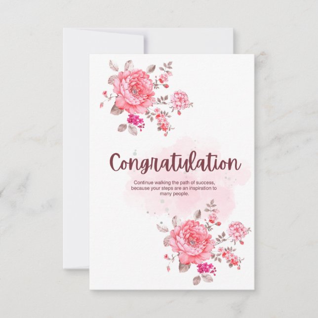 Floral Congratulations Card with Inspirational  (Front)