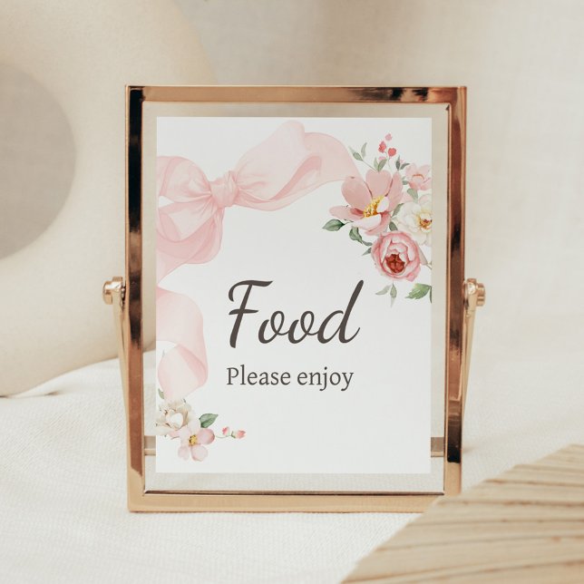 Floral Coquette Baby in Bloom Baby Shower Food Poster (Baby in Bloom Floral Coquette Food Sign)