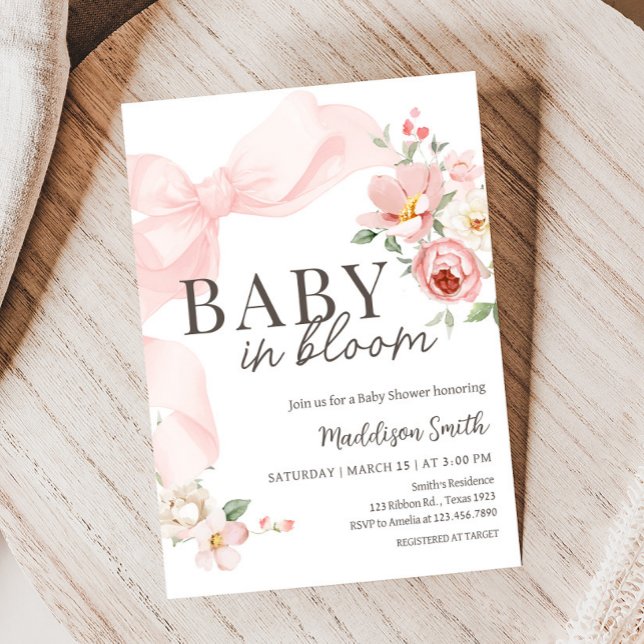 Floral Coquette Baby in Bloom Baby Shower Invitation (Floral Coquette Baby Shower Invitation)