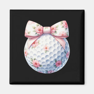 Floral Coquette Bow Golf Ball Golfing Golfer Sport Magnet