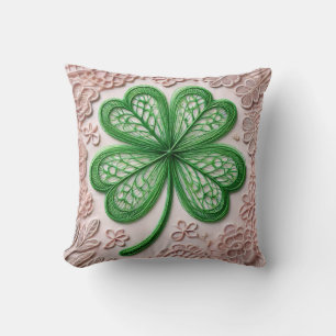 Floral coquette lace shamrock St Patrick's day  Cushion