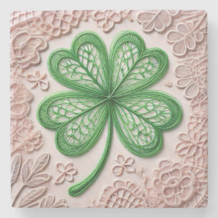 Floral coquette lace shamrock St Patrick's day Stone Coaster
