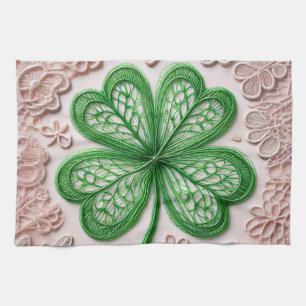 Floral coquette lace shamrock St Patrick's day Tea Towel