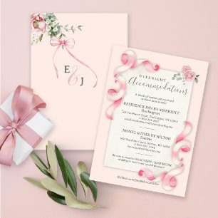 Floral Coquette Pink Bow Vintage Hotel Wedding Enclosure Card
