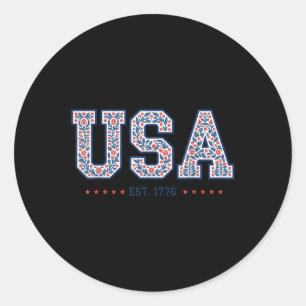 Floral Coquette Usa America 4th Of July Independen Classic Round Sticker