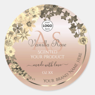 Floral Coral Cream Product Labels Initials Logo
