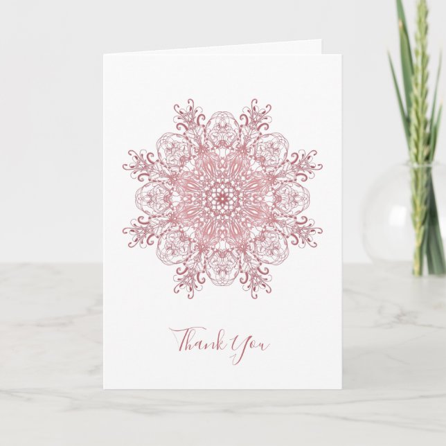 Floral coral mandala thank you card (Front)