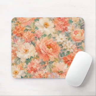 floral Coral Peach Romantic Bloom Home Décor  Mouse Pad
