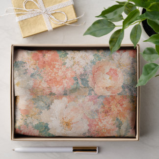 floral Coral Peach Romantic Bloom Home Décor  Tissue Paper