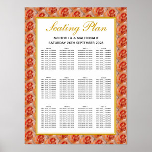 Floral   CORAL Rose   120 seater   Seating Plan Poster