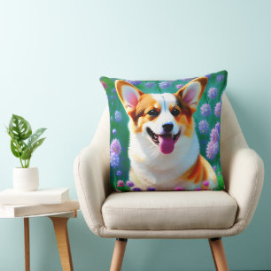 Floral Corgi Cushion