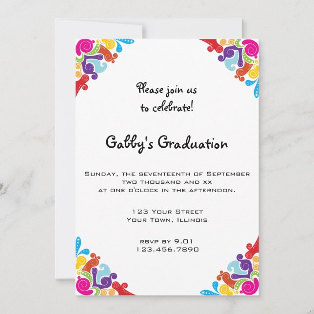 Floral Corners Graduation Party Invitation (Front)