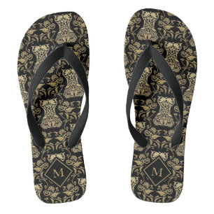 Floral Corset Damask Pattern Jandals