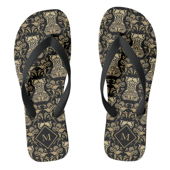 Floral Corset Damask Pattern Jandals (Footbed)