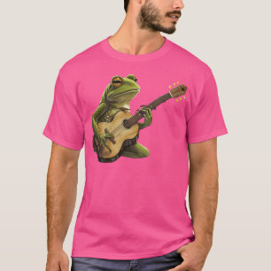 Floral Cottagecore Frog Playing Acoustic Guitar T-Shirt