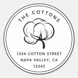 Floral Cotton Boll Return Address Classic Round Sticker