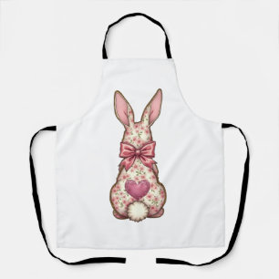 Floral Cottontail Bunny Coquette Bow Rabbit Easter Apron
