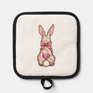 Floral Cottontail Bunny Coquette Bow Rabbit Easter Pot Holder