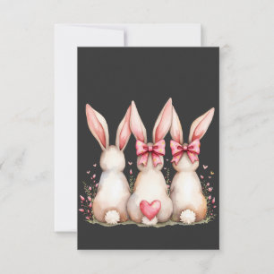 Floral Cottontail Bunny Coquette Bow Rabbit Easter Thank You Card