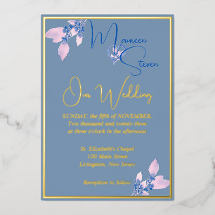 Floral Country Blue Wedding Gold