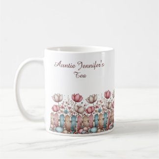 Floral Country Cottagecore Wood Picket Fence Coffee Mug