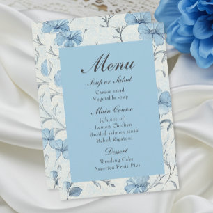 Floral Country Garden Dusty Blue Wedding Menu