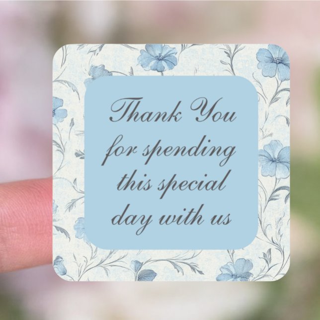 Floral Country Garden Elegant Wedding Thank You  Square Sticker (Creator Uploaded)