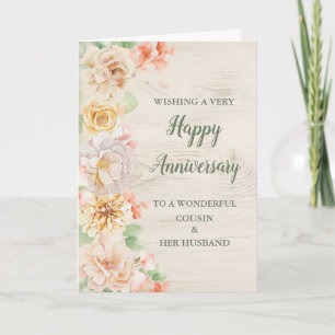 Floral Cousin and Her Husband Anniversary Card