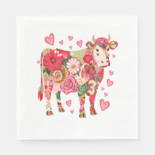 Floral Cow , Cute Cow Design  Napkin