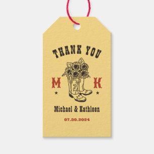 Floral Cowboy Boots Western Country Rustic Wedding Gift Tags