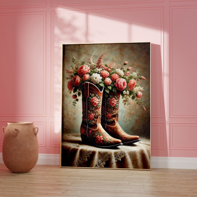 Floral Cowboy Boots Western Vintage Wall Art  (Creator Uploaded)