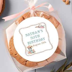 Floral Cowgirl Boots and Hat Birthday Sticker