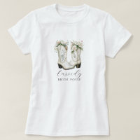 Floral Cowgirl Boots Bride Posse Custom T-Shirt