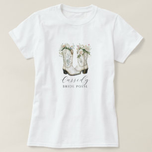 Floral Cowgirl Boots Bride Posse Custom T-Shirt