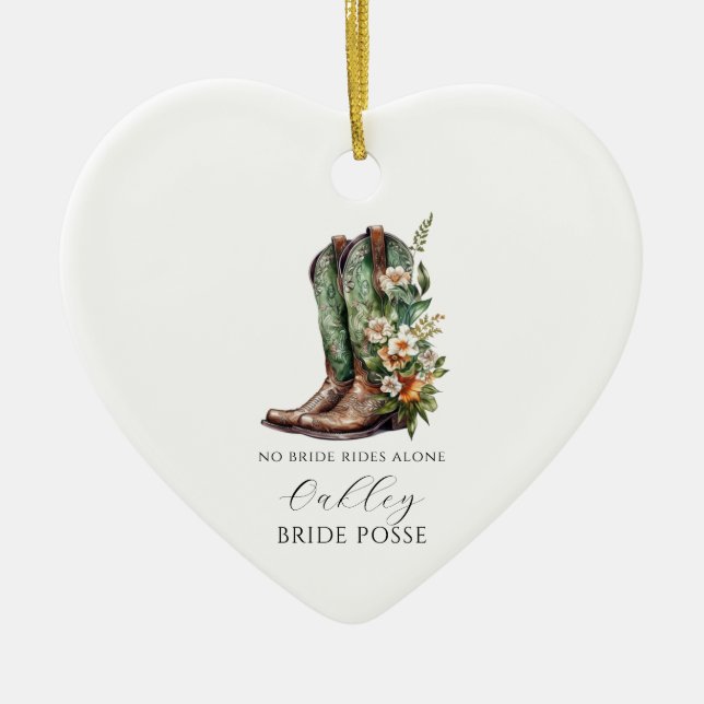 Floral Cowgirl Boots Bridesmaid Ceramic Tree Decoration (Front)