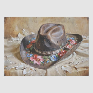 Floral Cowgirl Hat Decoupage Tissue Paper