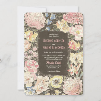 Floral Crayon Art Wedding Invitation