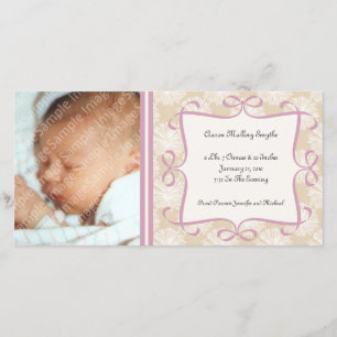 Floral Cream and Pink New Baby Photo Cards