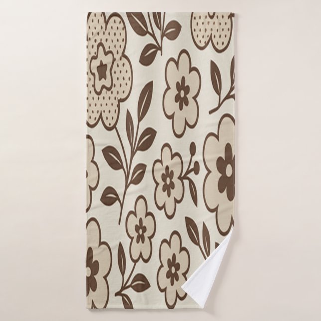 Floral Cream  Bath Towel (Bath Towel)