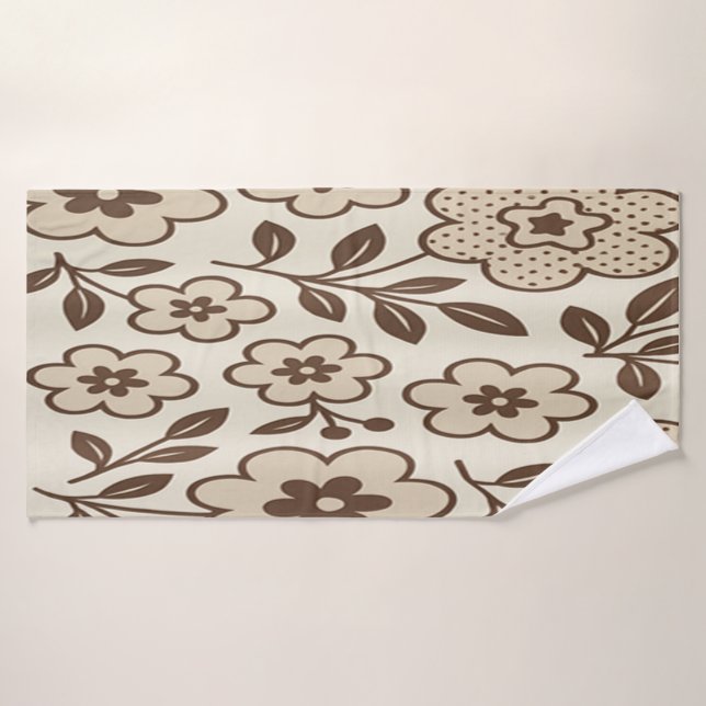 Floral Cream  Bath Towel (Bath Towel)