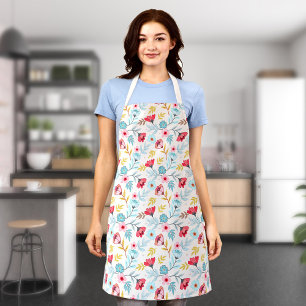 Floral Cream Blue Pink Cream Colourful Farmhouse Apron